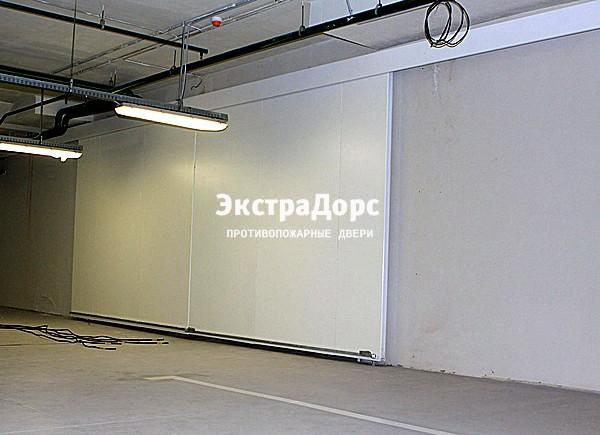 Автоматические противопожарные откатные ворота белые