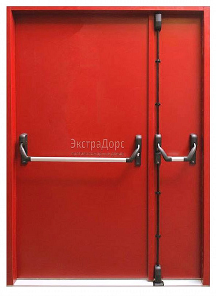 Противопожарная дверь EI 60 дымогазонепроницаемая красная с антипаникой в Подольске  купить