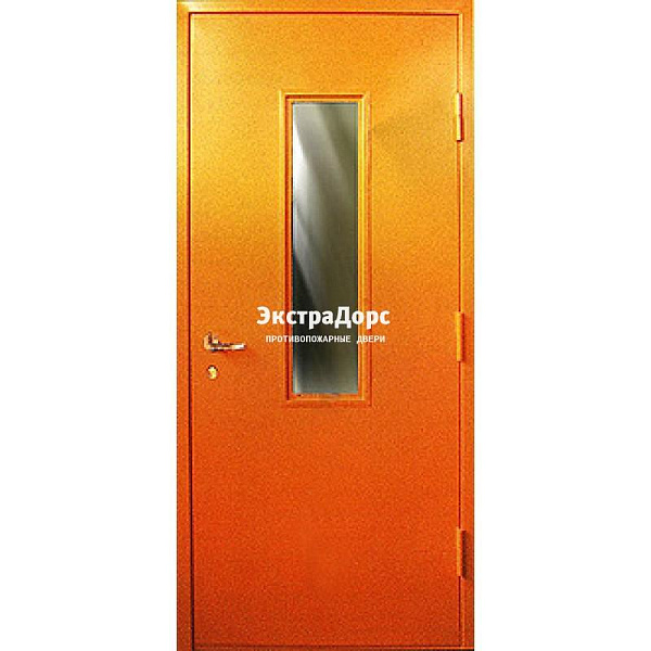 Противопожарная дверь анти-дым оранжевая со стеклом в Подольске  купить