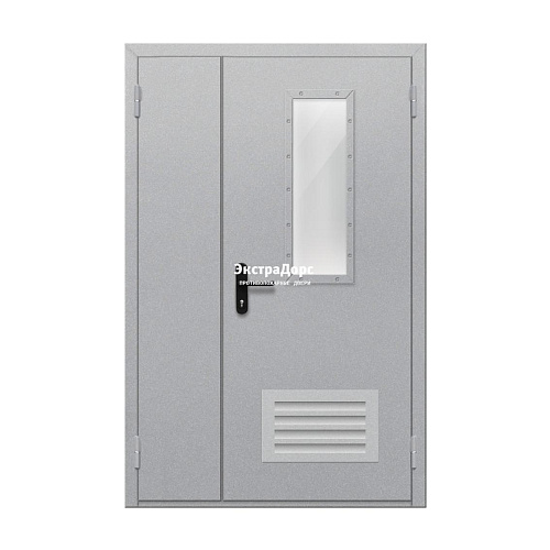 Противопожарная дверь EI 60 ДО-02-EI-60 полуторная остеклённая с прямоугольным стеклом Противопожарная дверь EI 60 ДО-02-EI-60 полуторная остеклённая с прямоугольным стеклом