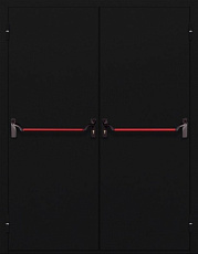 Дверь с порошковым напылением огнестойкая EI-15 двупольная с антипаникой