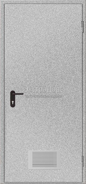 Противопожарная утепленная дверь EI 60 с выпадающим порогом и вентиляционной решеткой