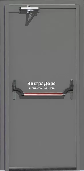 Противопожарная дверь однопольная серая с антипаникой