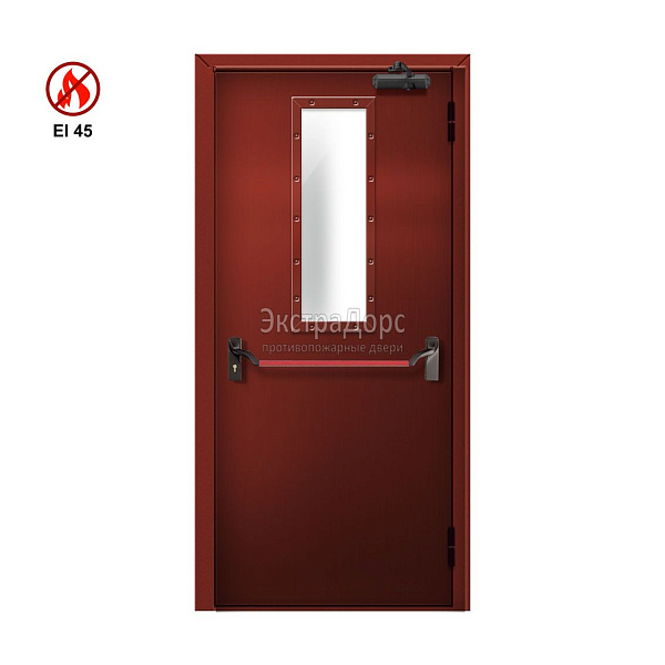 Противопожарная дверь EI 45 ДМП-01-EI45 ДП148 однопольная остекленная с антипаникой в Подольске  купить