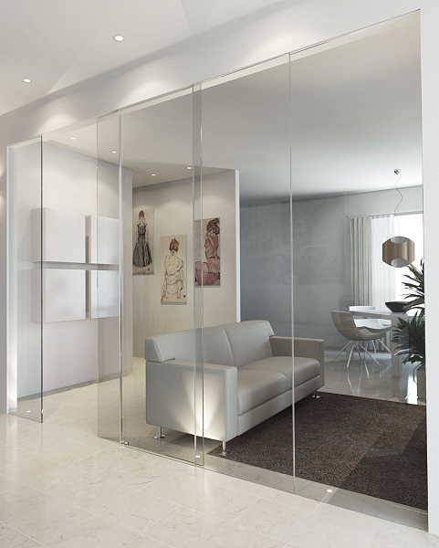 Противопожарная безрамная стеклянная дверь