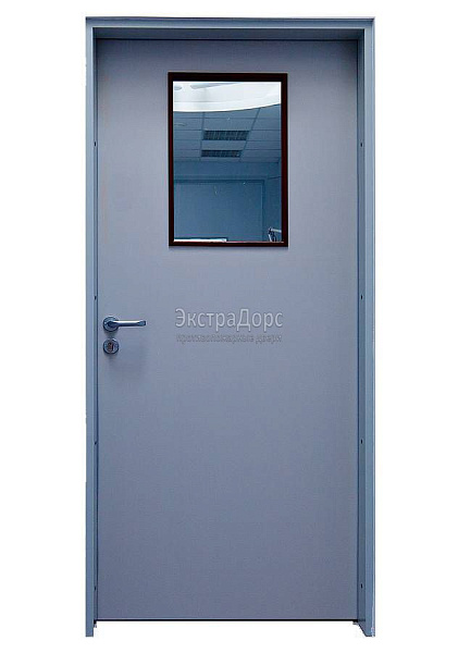 Дверь противопожарная металлическая однопольная EI 30 газодымонепроницаемая со стеклом в Подольске  купить